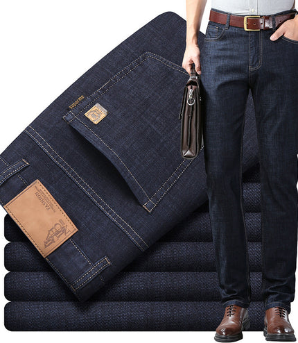 Thin Summer Cotton Elastic Ice Silk Quality Mid-high Waist Jeans