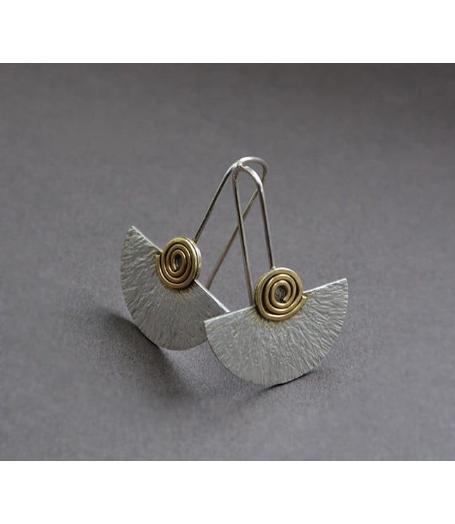 Exaggerated Spiral Semicircle Piece Two-color Winding Female Earrings