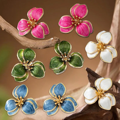 Personalized Green Vintage Flower Earrings