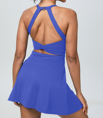 New Nude Feel Halter Beauty Back Exercise Dress Fake Two-piece Anti-exposure