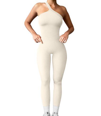 New One Shoulder Sports Jumpsuit For Women