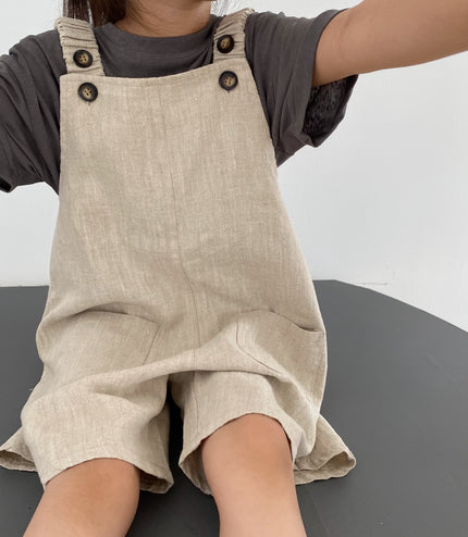 Boys And Girls Retro Artistic Suspender Pants