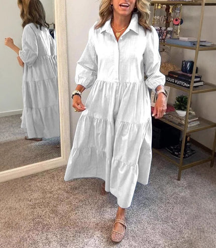 European And American Autumn And Winter Women's Casual Polo Collar Shirt Dress