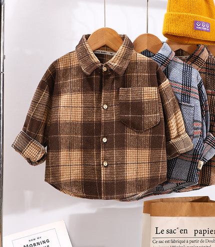 Spring And Autumn Children's Clothing Children's Casual Plaid Shirt