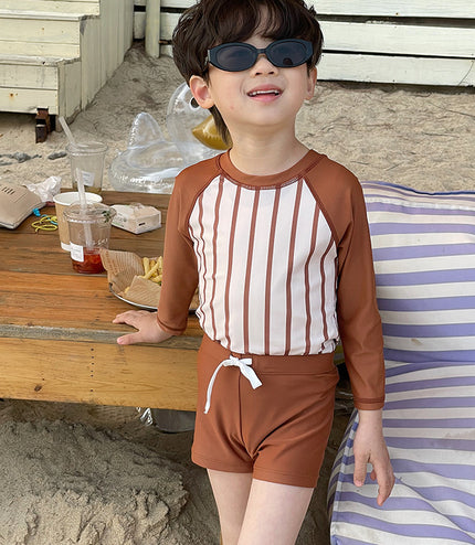 Three-color Striped Long Sleeve Sun Protection Quick-drying Summer Swimsuit