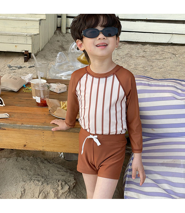 Three-color Striped Long Sleeve Sun Protection Quick-drying Summer Swimsuit