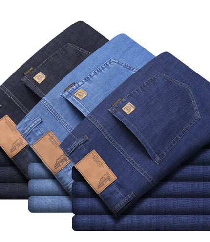 Thin Summer Cotton Elastic Ice Silk Quality Mid-high Waist Jeans