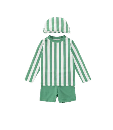 Three-color Striped Long Sleeve Sun Protection Quick-drying Summer Swimsuit