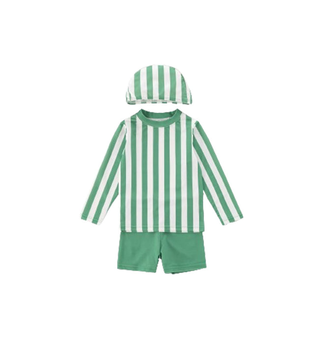 Three-color Striped Long Sleeve Sun Protection Quick-drying Summer Swimsuit