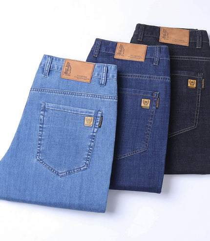Thin Summer Cotton Elastic Ice Silk Quality Mid-high Waist Jeans