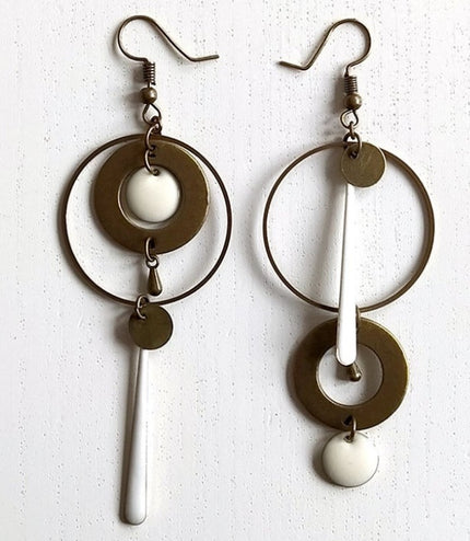 Cross-border European And American Style Asymmetric Personality Geometry Round Ring Earrings