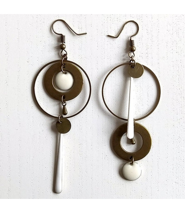 Cross-border European And American Style Asymmetric Personality Geometry Round Ring Earrings