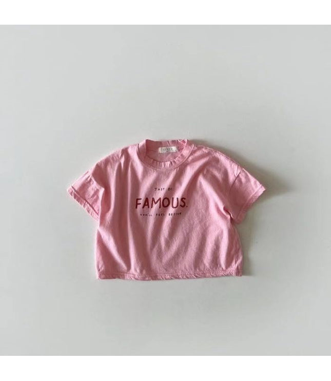 Letter Crew Neck Short Sleeve Simple