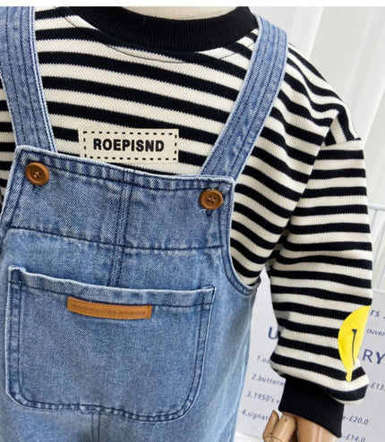 Children's Popular Denim Simple Suspender Pants