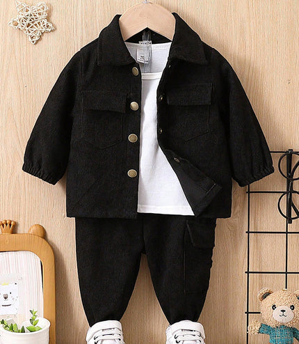 Long Sleeve Solid Color Coat Trousers Suit