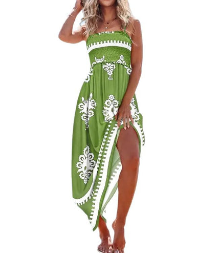 Summer Fashion Suspenders Sexy Backless Tube Top Swing Dress