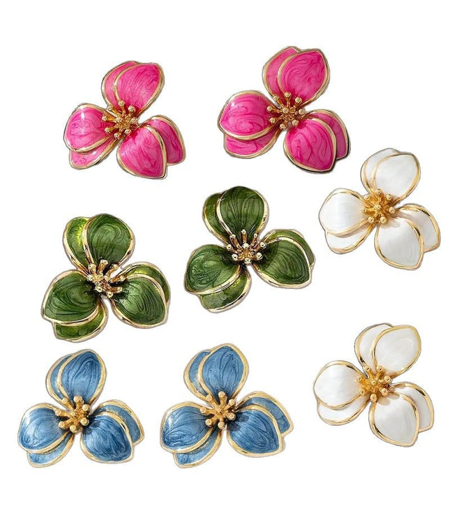 Personalized Green Vintage Flower Earrings