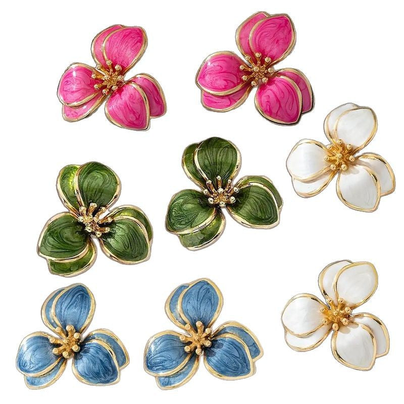 Personalized Green Vintage Flower Earrings