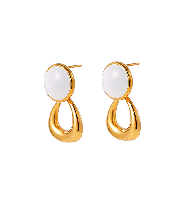 European And American Style Women Temperament Commuter Style Exquisite Opal Titanium Steel High Sense