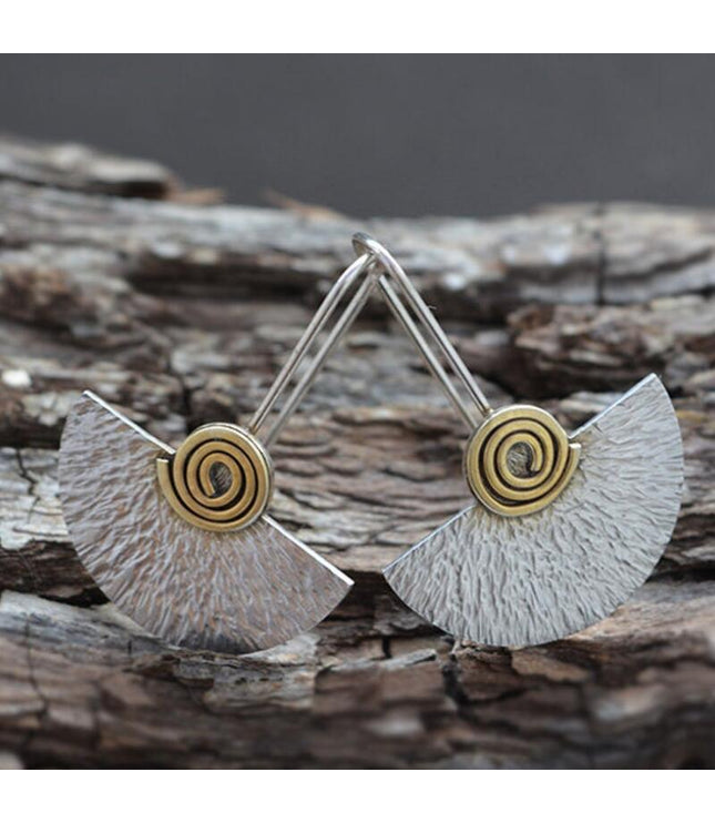 Exaggerated Spiral Semicircle Piece Two-color Winding Female Earrings