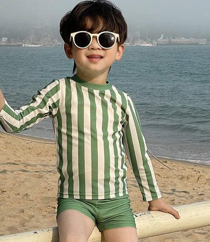 Three-color Striped Long Sleeve Sun Protection Quick-drying Summer Swimsuit