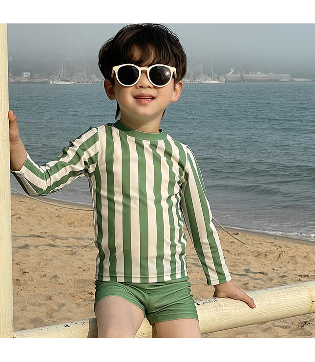 Three-color Striped Long Sleeve Sun Protection Quick-drying Summer Swimsuit