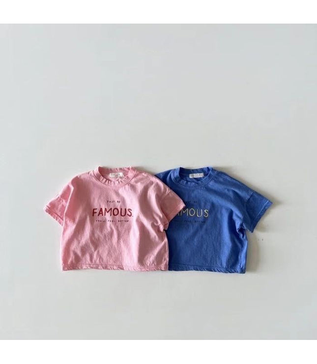 Letter Crew Neck Short Sleeve Simple