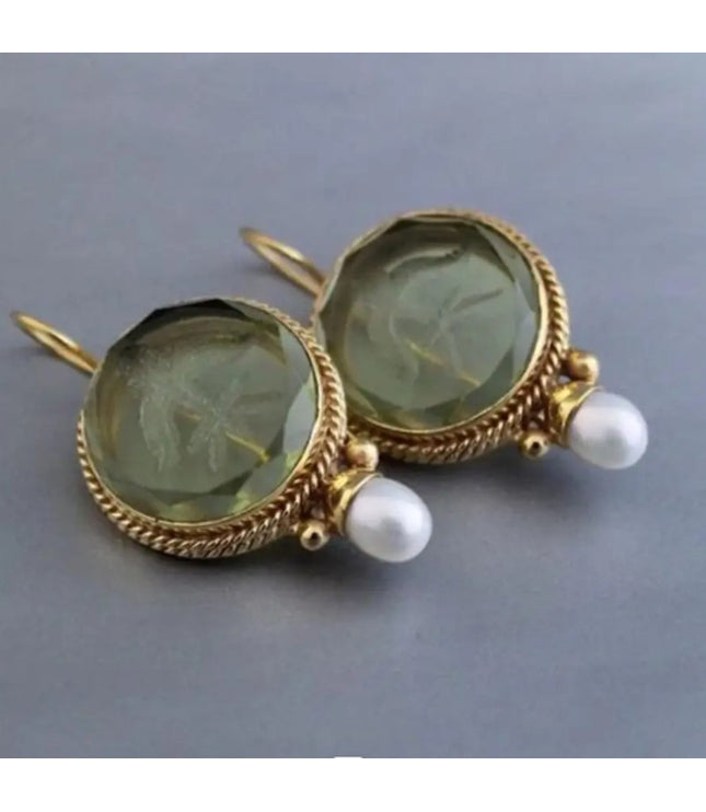 Inlaid Pearl Vintage Style Earrings
