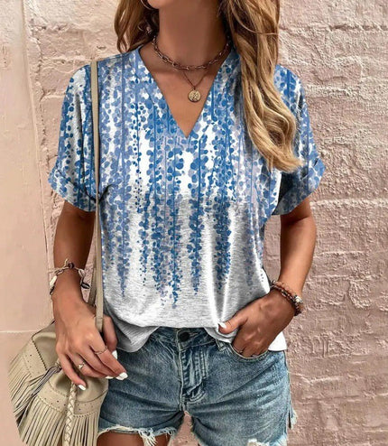 Casual Short Sleeve Pattern Print Loose Fashion Comfortable T-shirt