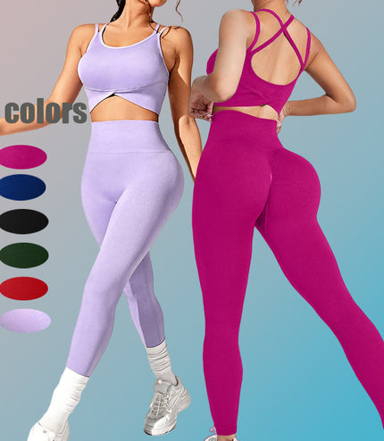 6 Color Thread Cross Waist Bra Trousers Suit Women