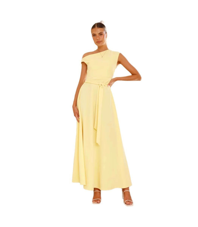 European And American Solid Color Fashion Temperament Sexy Lacing Dress