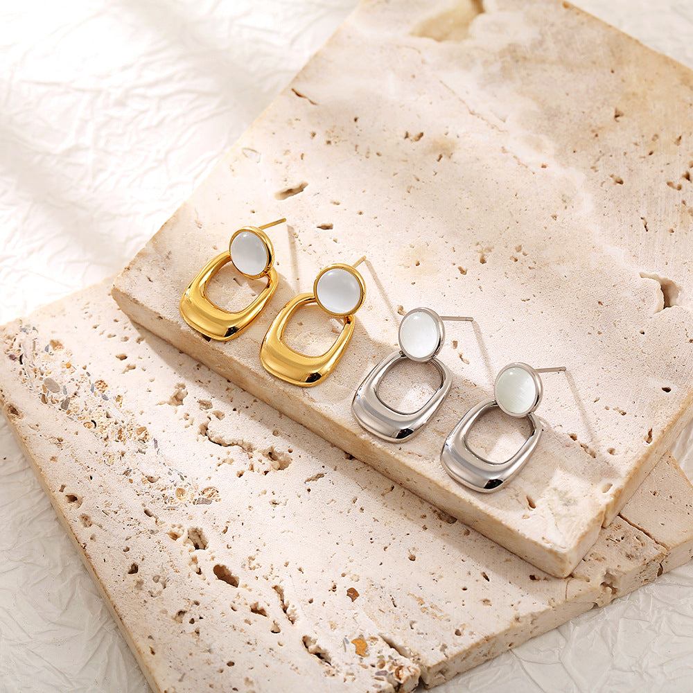 Opal Titanium Steel Earrings – Subtle Power, Everyday Grace