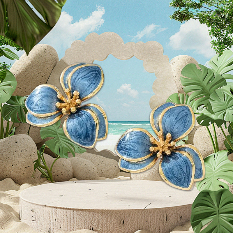 Personalized Green Vintage Flower Earrings