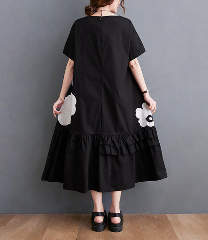 Black Median To Long Design Print Dress Female