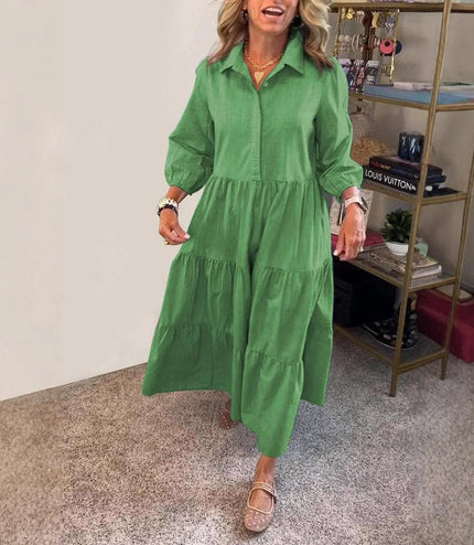 European And American Autumn And Winter Women's Casual Polo Collar Shirt Dress