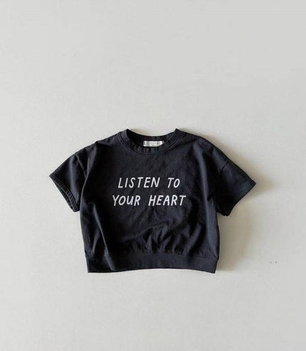 Dot Letter Crew Neck Short Sleeve Simple