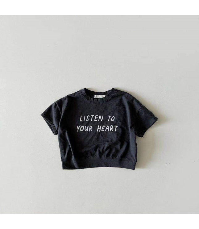Dot Letter Crew Neck Short Sleeve Simple