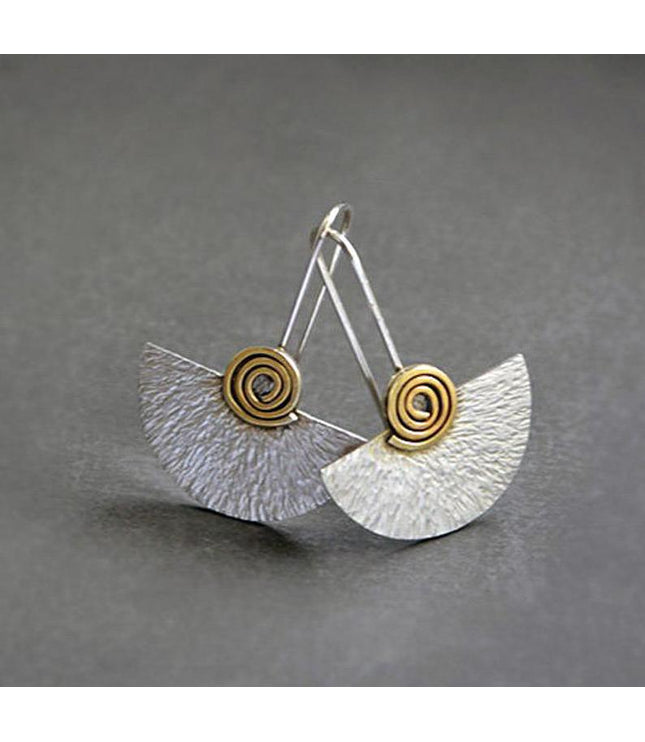 Exaggerated Spiral Semicircle Piece Two-color Winding Female Earrings