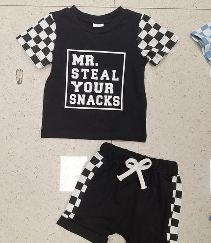 Children's Fashion Letter Print Short-sleeve Suit
