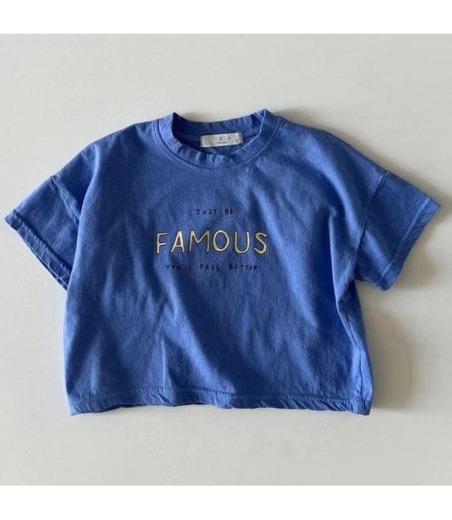 Letter Crew Neck Short Sleeve Simple