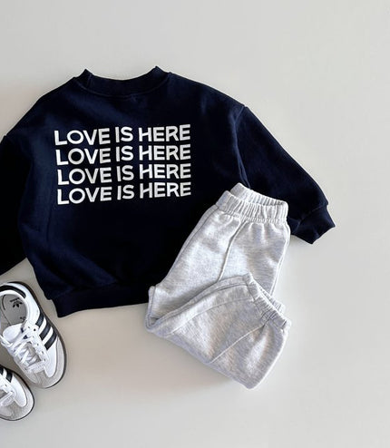 Back Letter Printed Crew Neck Sweatshirt