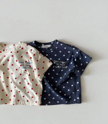 Dot Letter Crew Neck Short Sleeve Simple