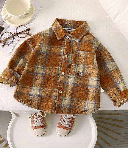 Spring And Autumn Children's Clothing Children's Casual Plaid Shirt