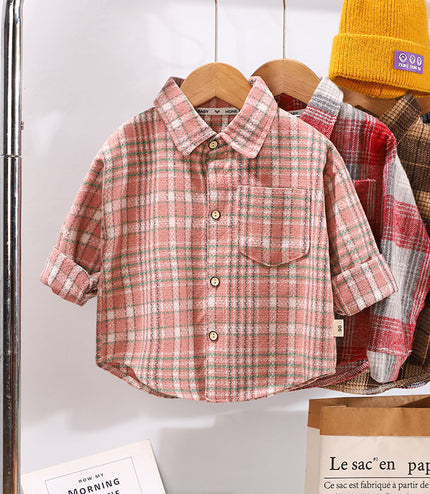 Spring And Autumn Children's Clothing Children's Casual Plaid Shirt