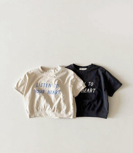 Dot Letter Crew Neck Short Sleeve Simple
