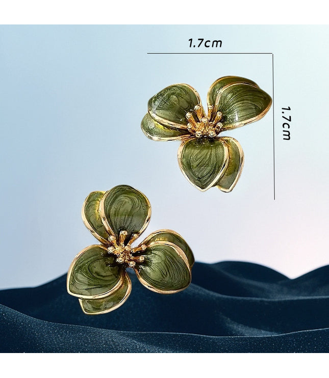 Personalized Green Vintage Flower Earrings
