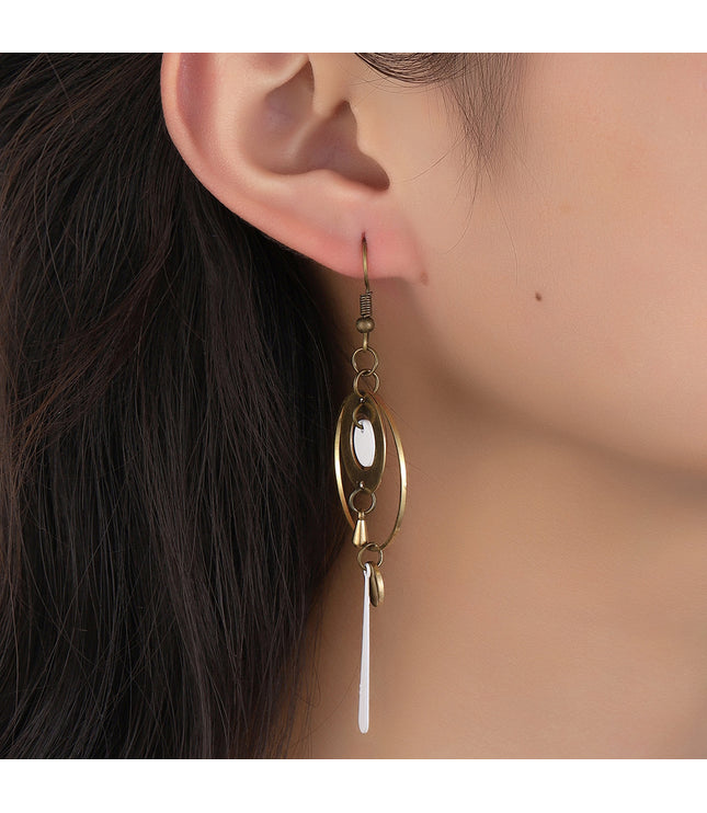 Cross-border European And American Style Asymmetric Personality Geometry Round Ring Earrings