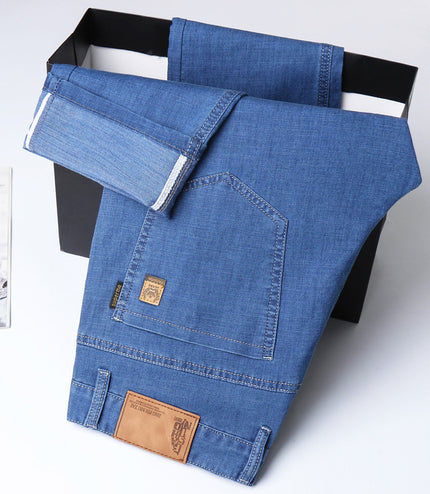 Summer Ultra-thin Tencel Men's Loose Straight Light Blue Thin And Comfortable Jeans