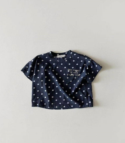 Dot Letter Crew Neck Short Sleeve Simple