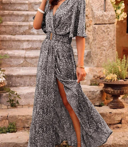European And American Printing Temperament Short Sleeve Dress